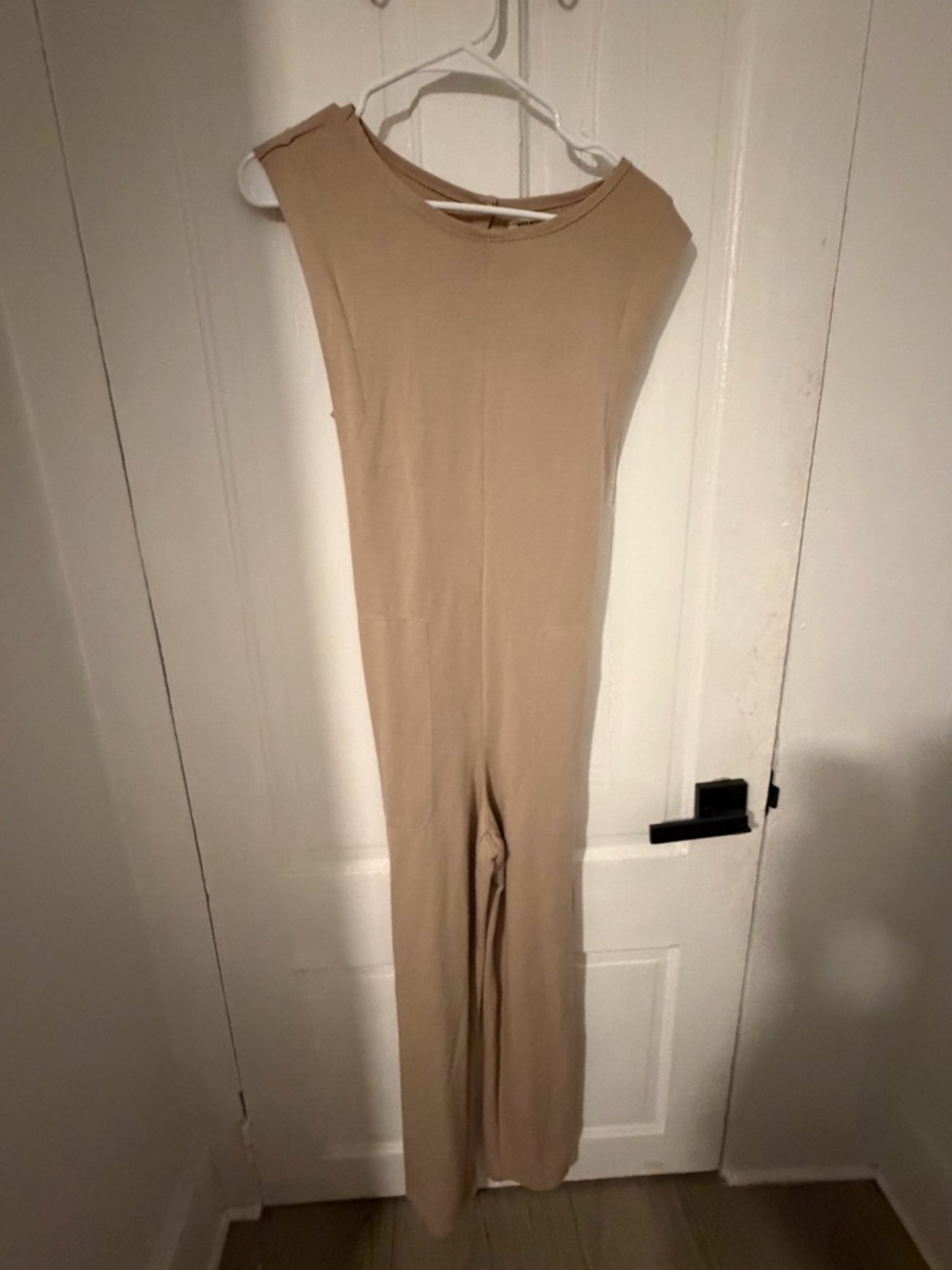 Sleeveless Beige Jumpsuit - Classic Slim Fit